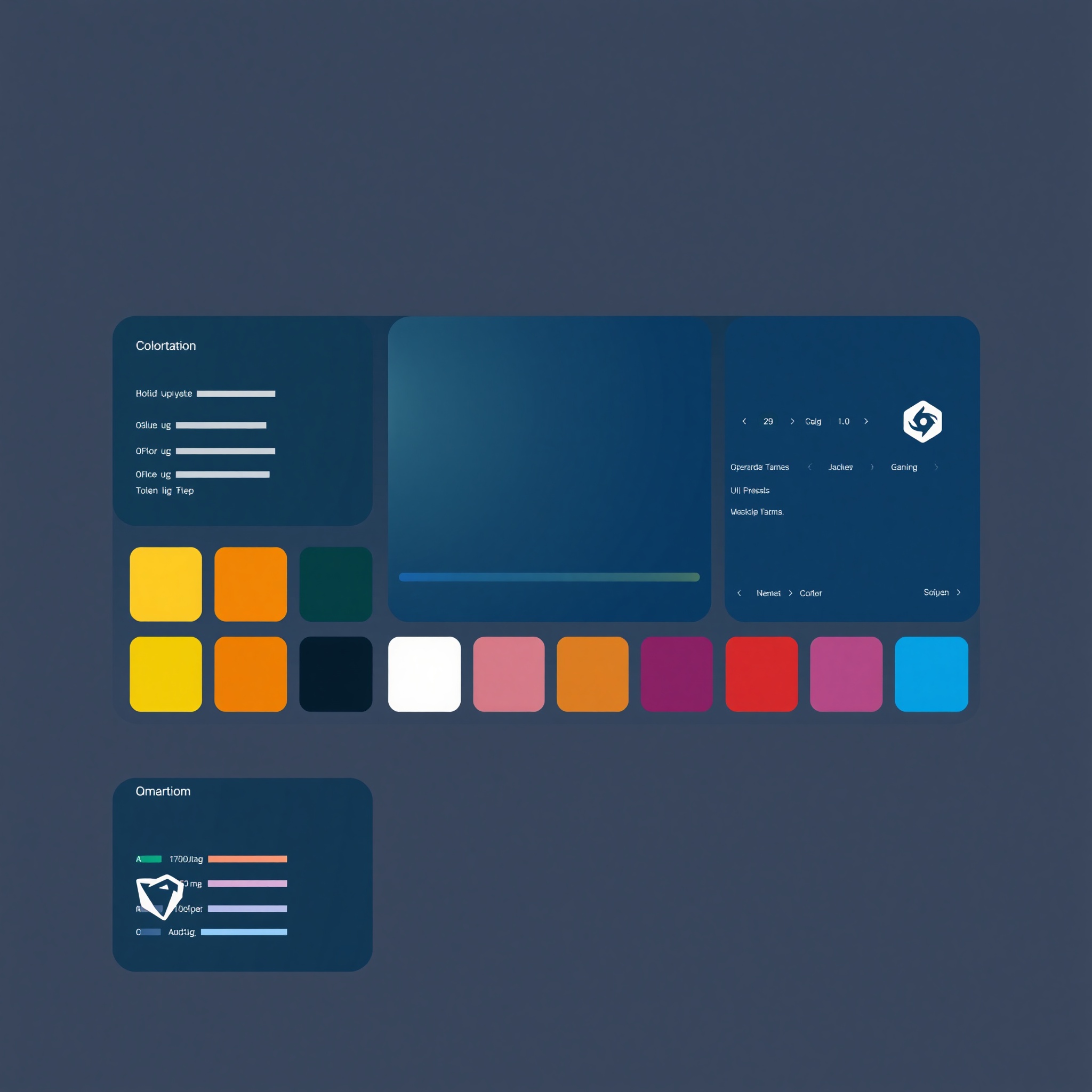 Paleta de colores sólidos para interfaz de videojuego, combinaciones de color de alto contraste