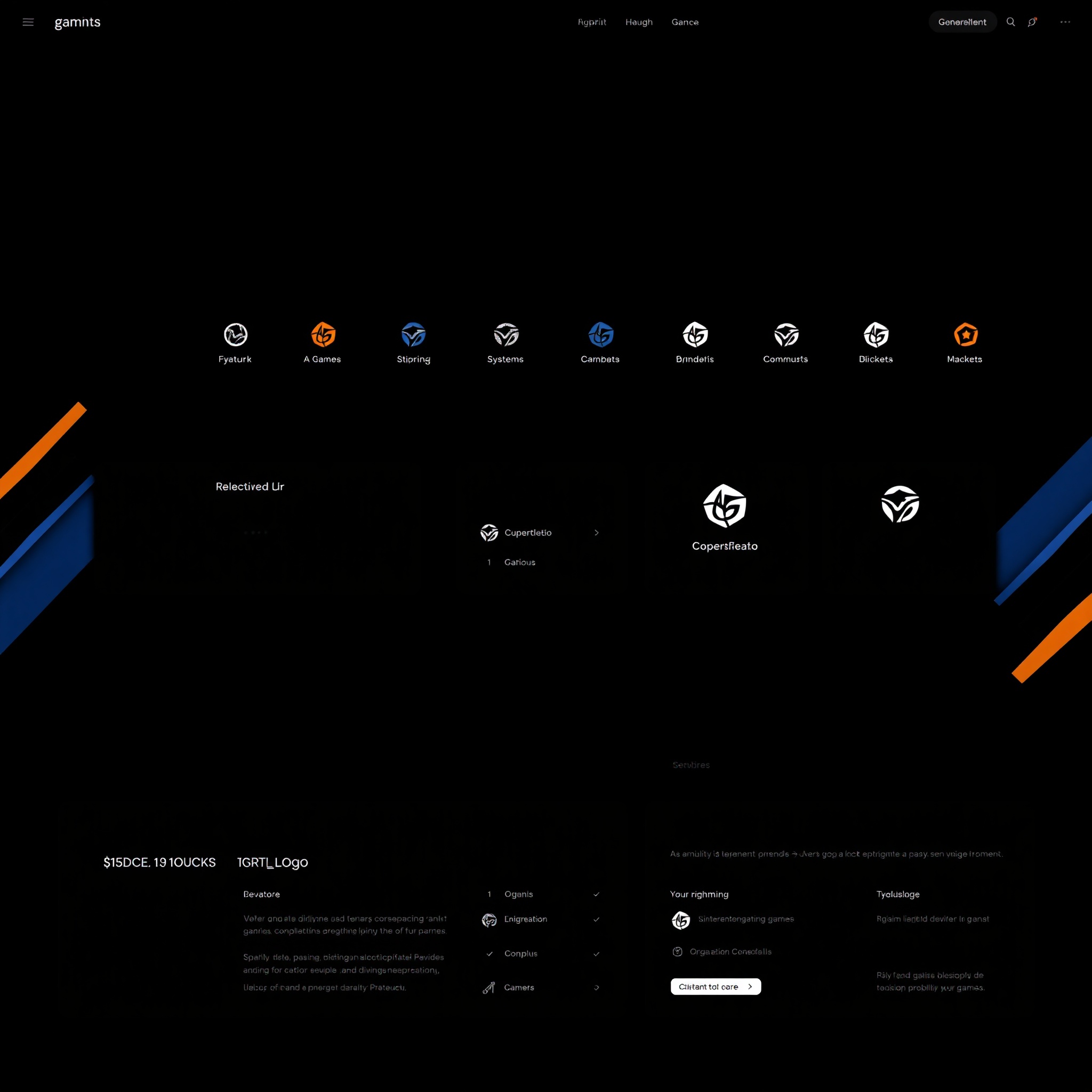 Interfaz de usuario moderna de videojuego con paleta de colores sólidos y jerarquía clara